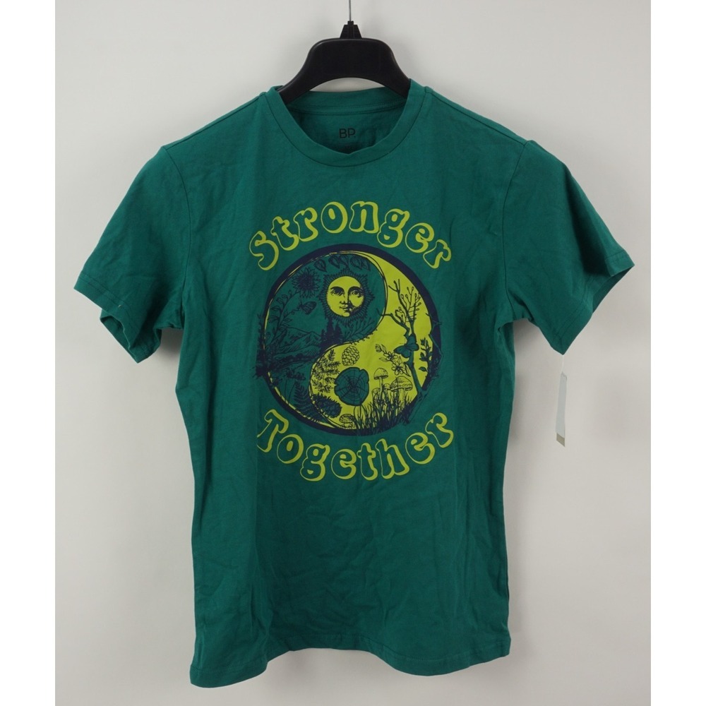 New BP.  Stronger Together Yin & Yang Graphic T-Shirt XXS‎ Green-Blue Cotton